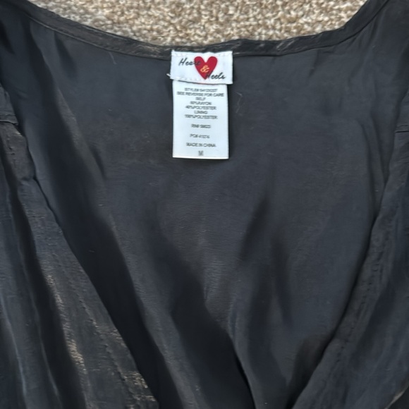 Black Metallic V-Neck Dress - Picture 3 of 4